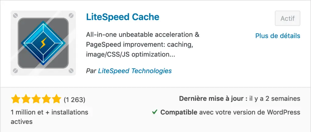Litespeed wordpress cache plugin